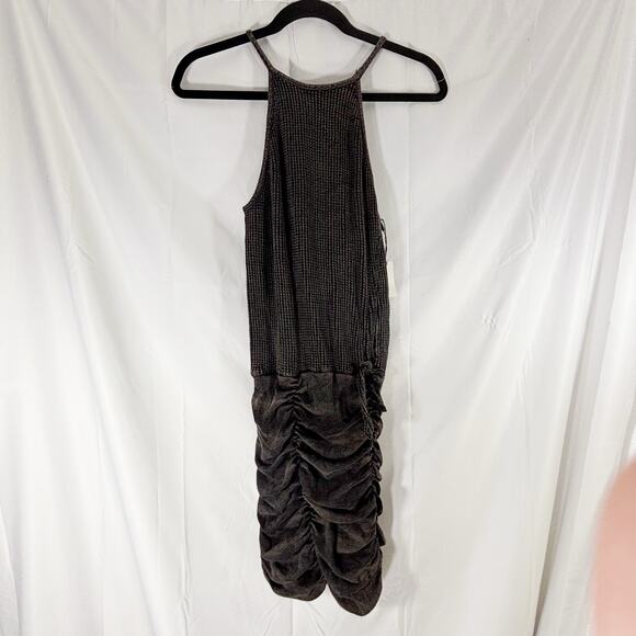 NWT Free People Black/Gray High Neck Mini Dress – Size S, 100% Cotton - Picture 3 of 7